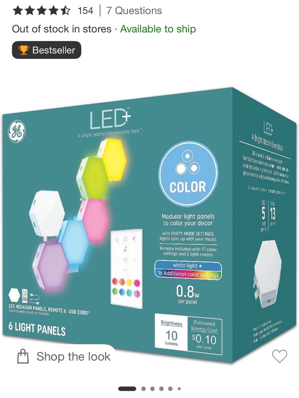 GE LED+ Color Modular Hexagon Light Panels - Multicolor